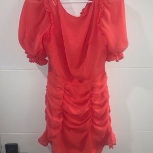 HYFVE Brand Coral/Pink Ruffle Open Back Dress (NEW)